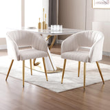 Office Desk Chair Set of 1, Modern Tufted Vanity Chairs with Gold Metal Legs