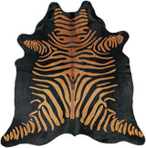 100% Genuine Zebra Print Black on Off White Cowhide Rug - Modern Style Animal