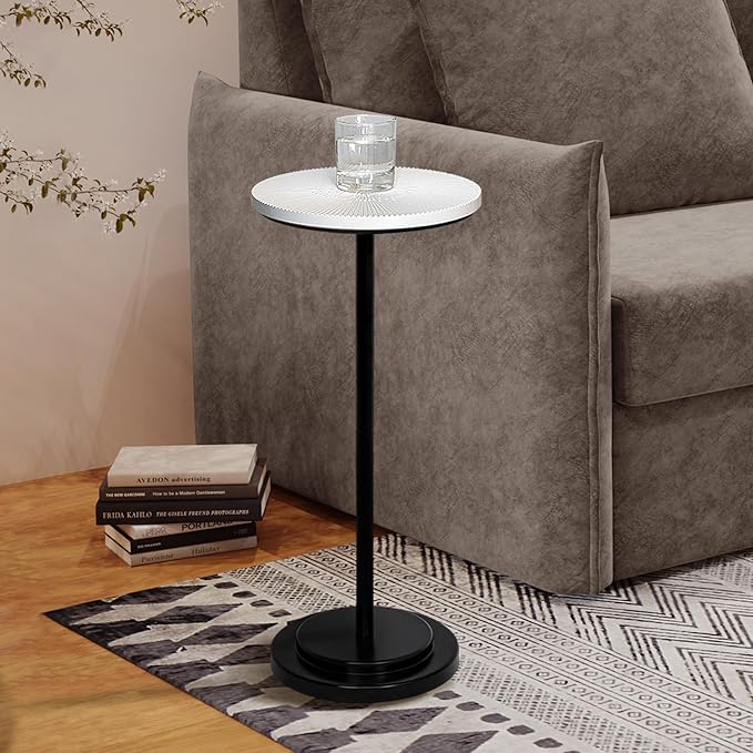 Drink Table, Carved Table Top Martini Table, Small Side Table