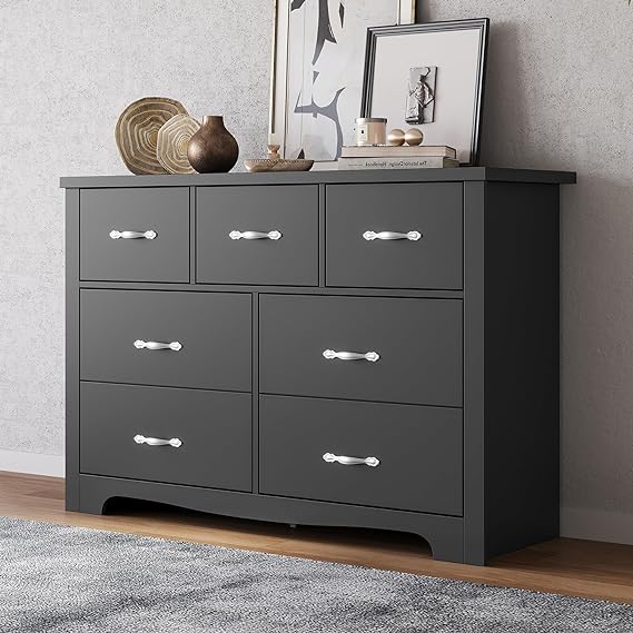 Modern 7 Drawers Dresser for Bedroom, Wood Dresser Tall Chest of Drawers