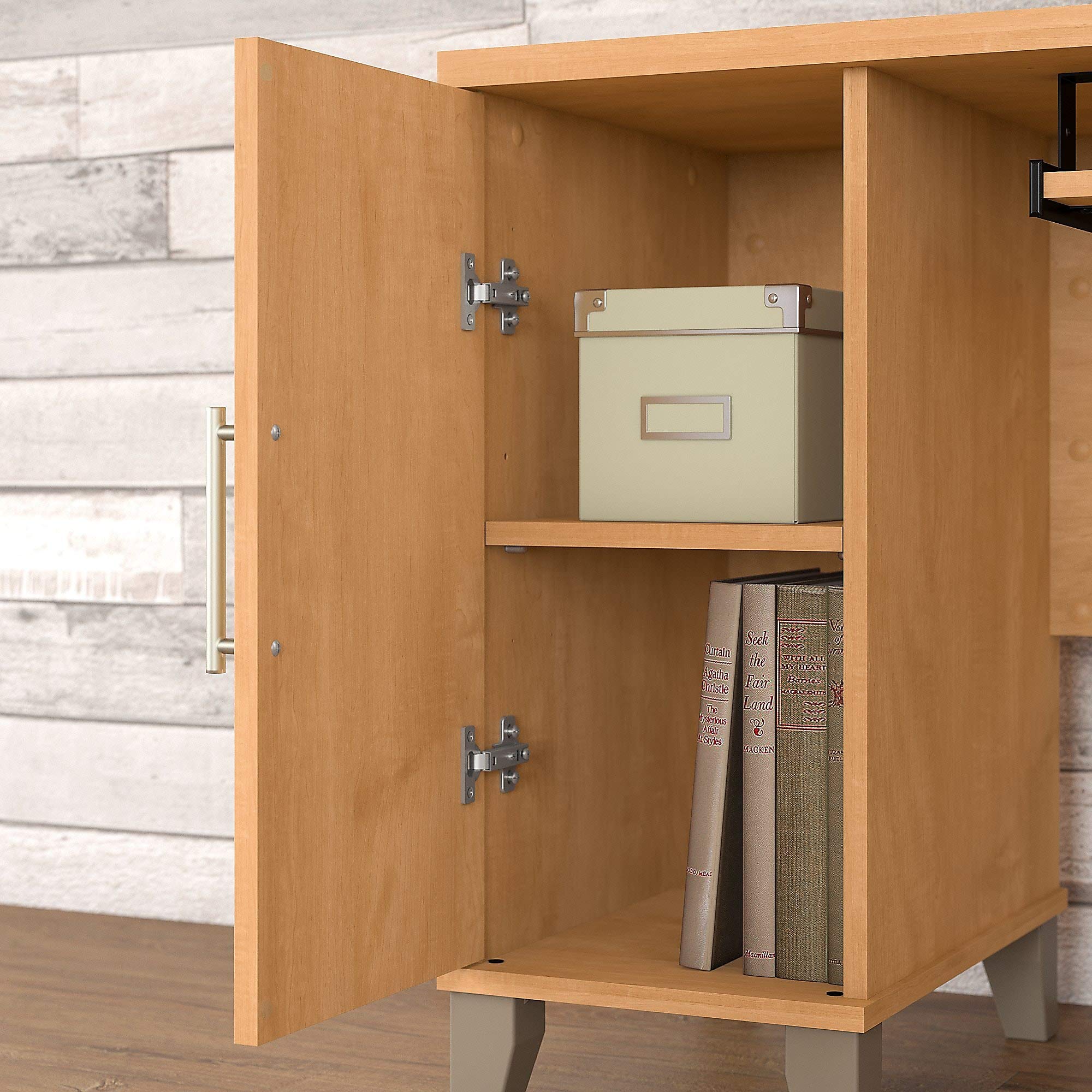 Somerset 72W L-Shaped Desk with Hutch - Maple Cross Finish