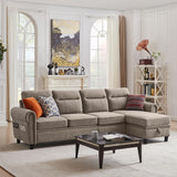 106" Convertible Sectional Sofa, L Shaped Couch with Storage Chaise and Side Pocket