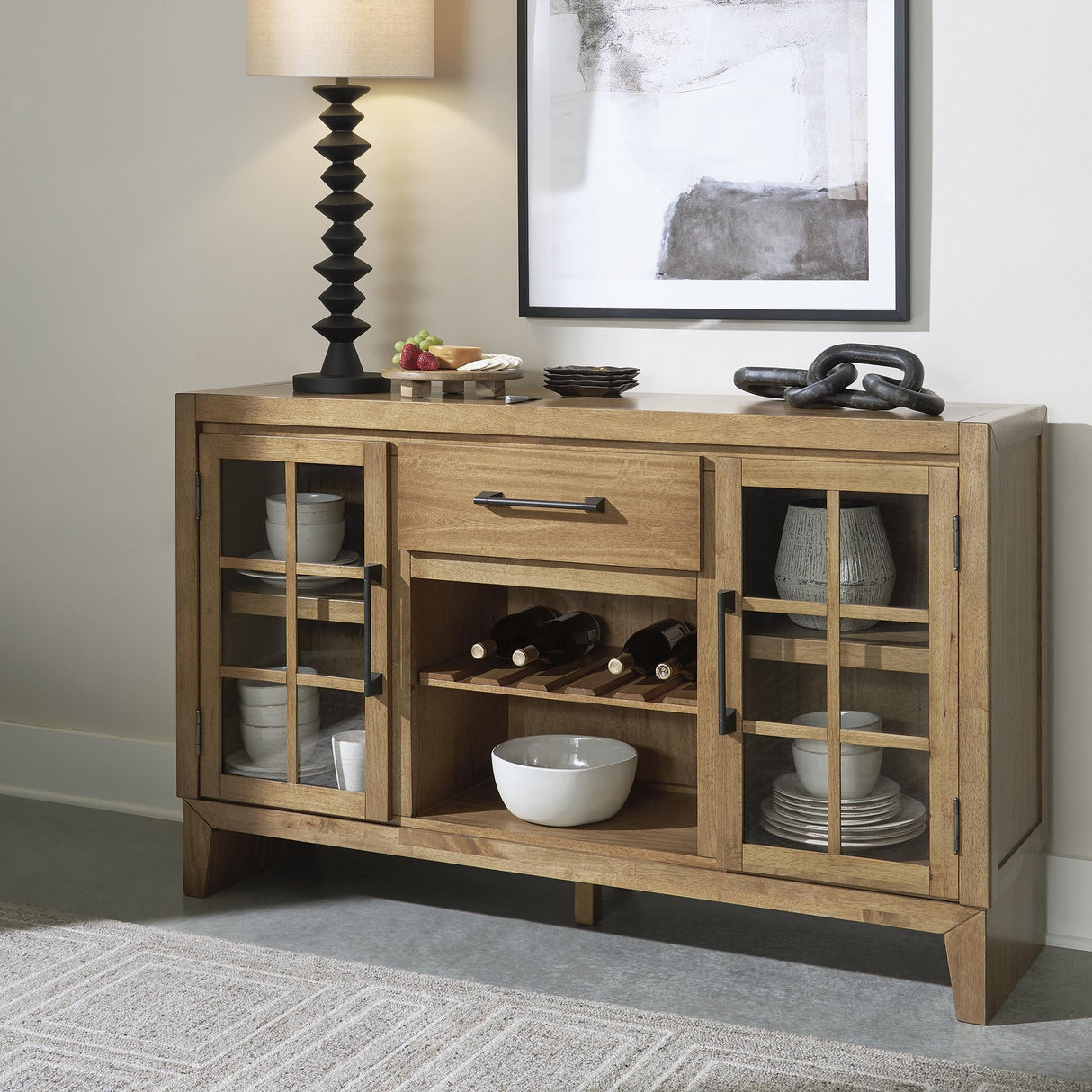 Sherbana Minimalist Dining Server with Reversible Wine Rack