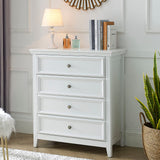 White Dresser for Bedroom, 4 Chest of Drawers, Wooden Dressers Tall Nightstand