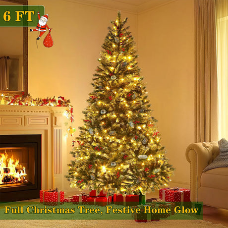 Dual Color Change&Timer 6Ft Prelit Spruce Full Artificial Christmas Tree