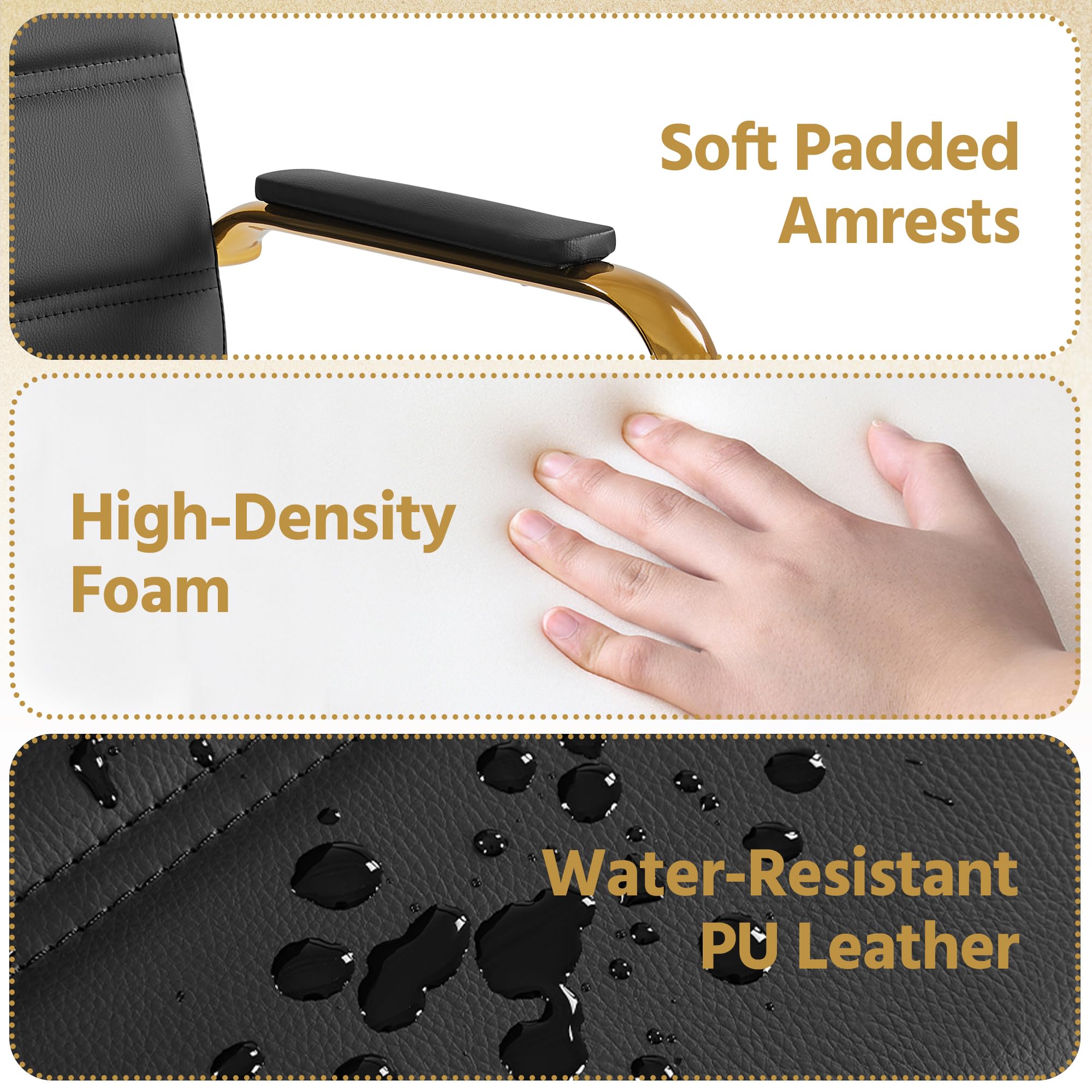 Mid-Back PU Leather Office Chair with Lumbar Support