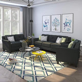 3 Piece Sectional Sofa Couch for Living Room,Modern Button Tufted Sectional