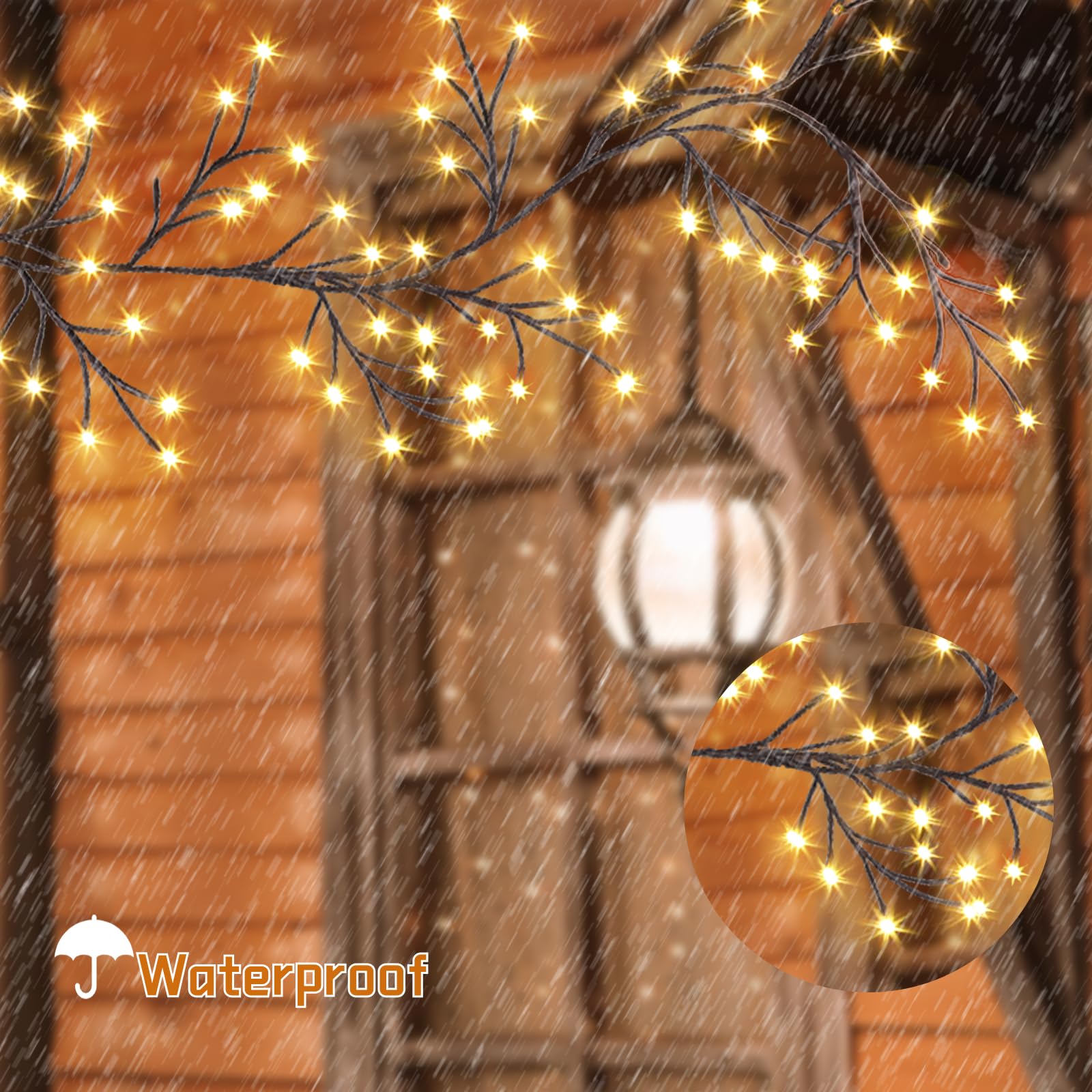 96 LED Willow Vine Lights 6FT Enchanted Wall Decoration Vine Lights 8 Modes for