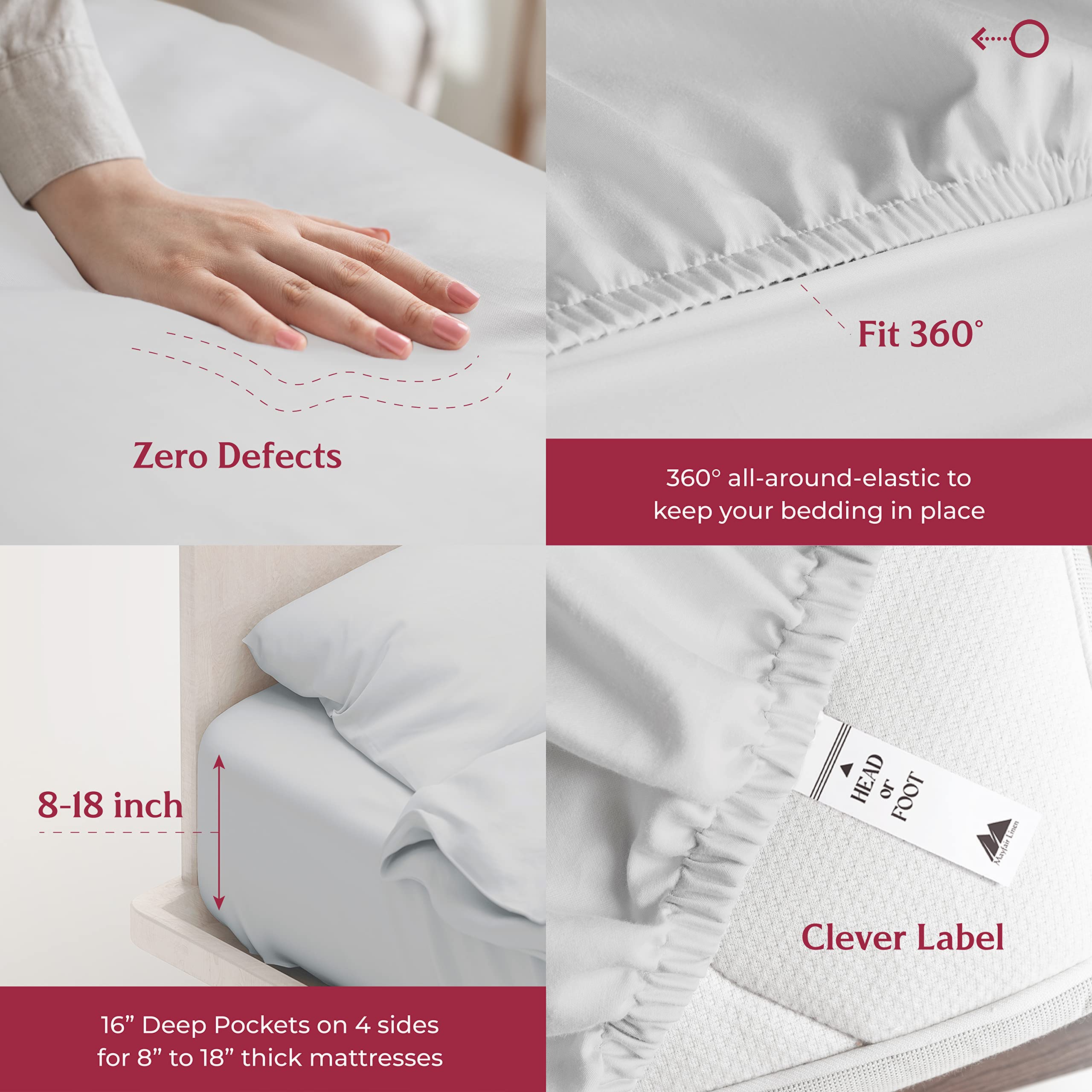 100% Egyptian Cotton Sheets Full Size - 800 Thread Count 4 PC Deep Pocket