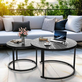 27.5" Nesting Coffee Table,Round Marble Coffee Table Set of 2
