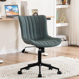 Black Ergonomic Home Office Desk Chair with Wheels Comfy Armless Criss Cross Chair