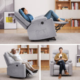 Electric Power Lift Recliner Chair Sofa for Elderly with Massage and Heat, Linen Fabric