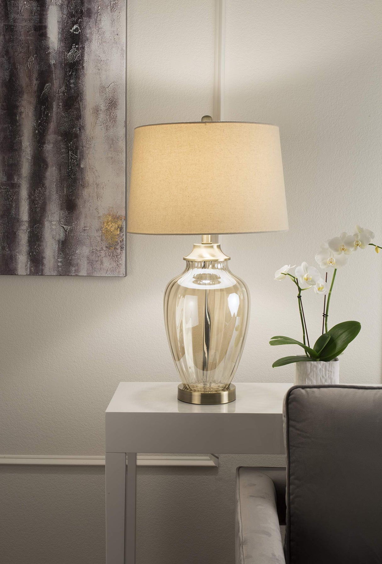 28.50" H Golden Gaze Glass Table Lamp, Beige Bronze