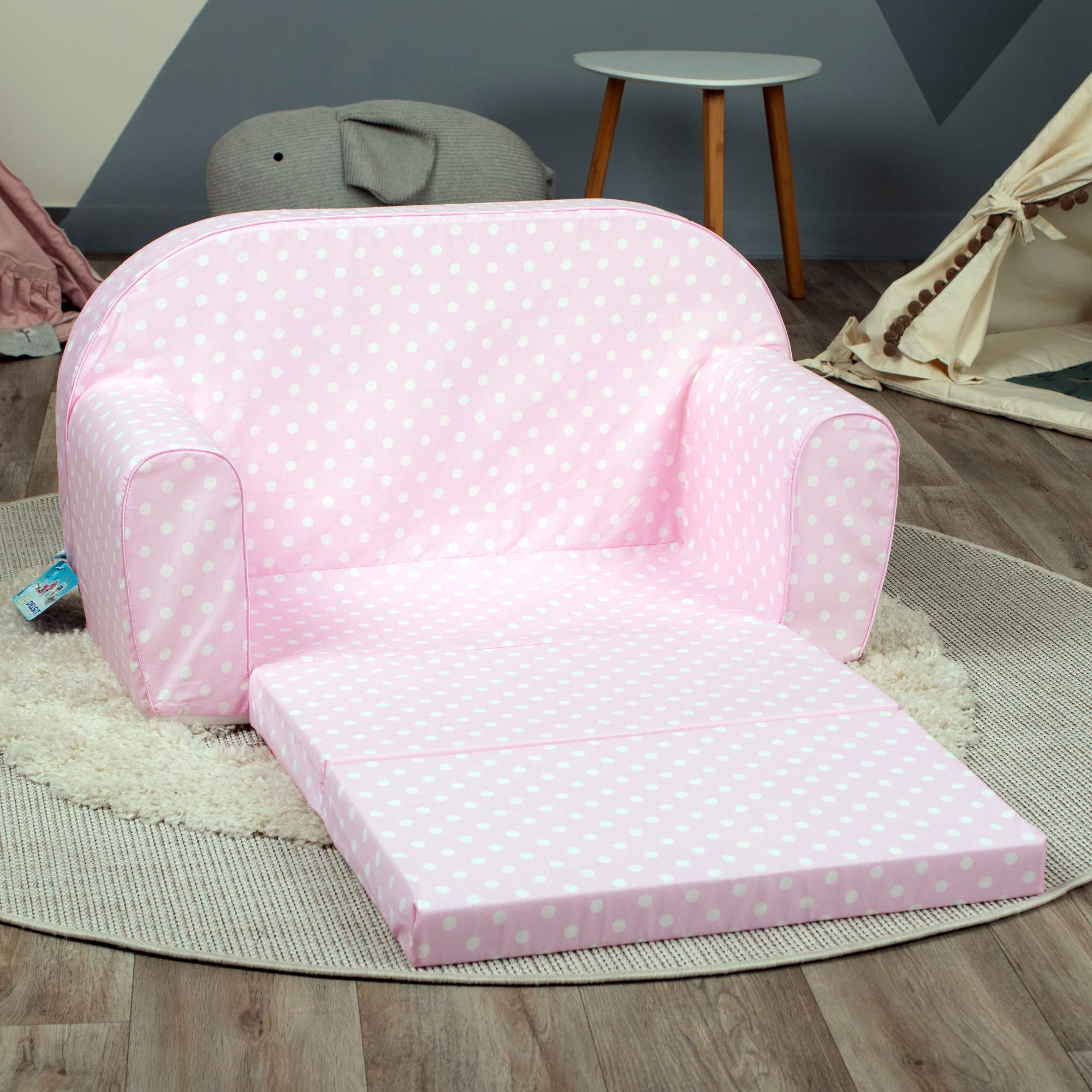 Couch & Kids Sofa - European Made Children's 2 in 1 Flip Open Foam Double Sofa - Kids