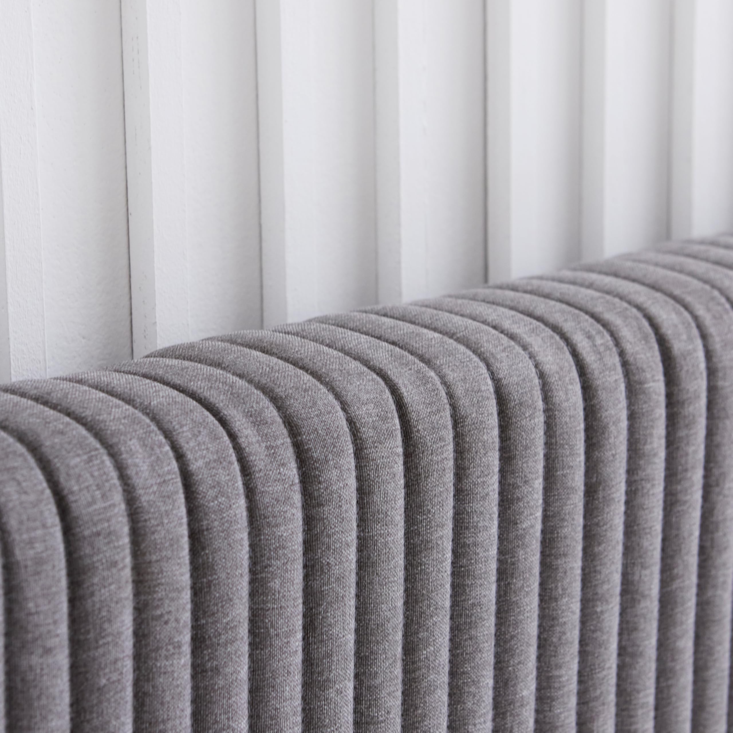 Sunset King Platform Bed with Wingback Headboard - Gray Fabric Upholstered