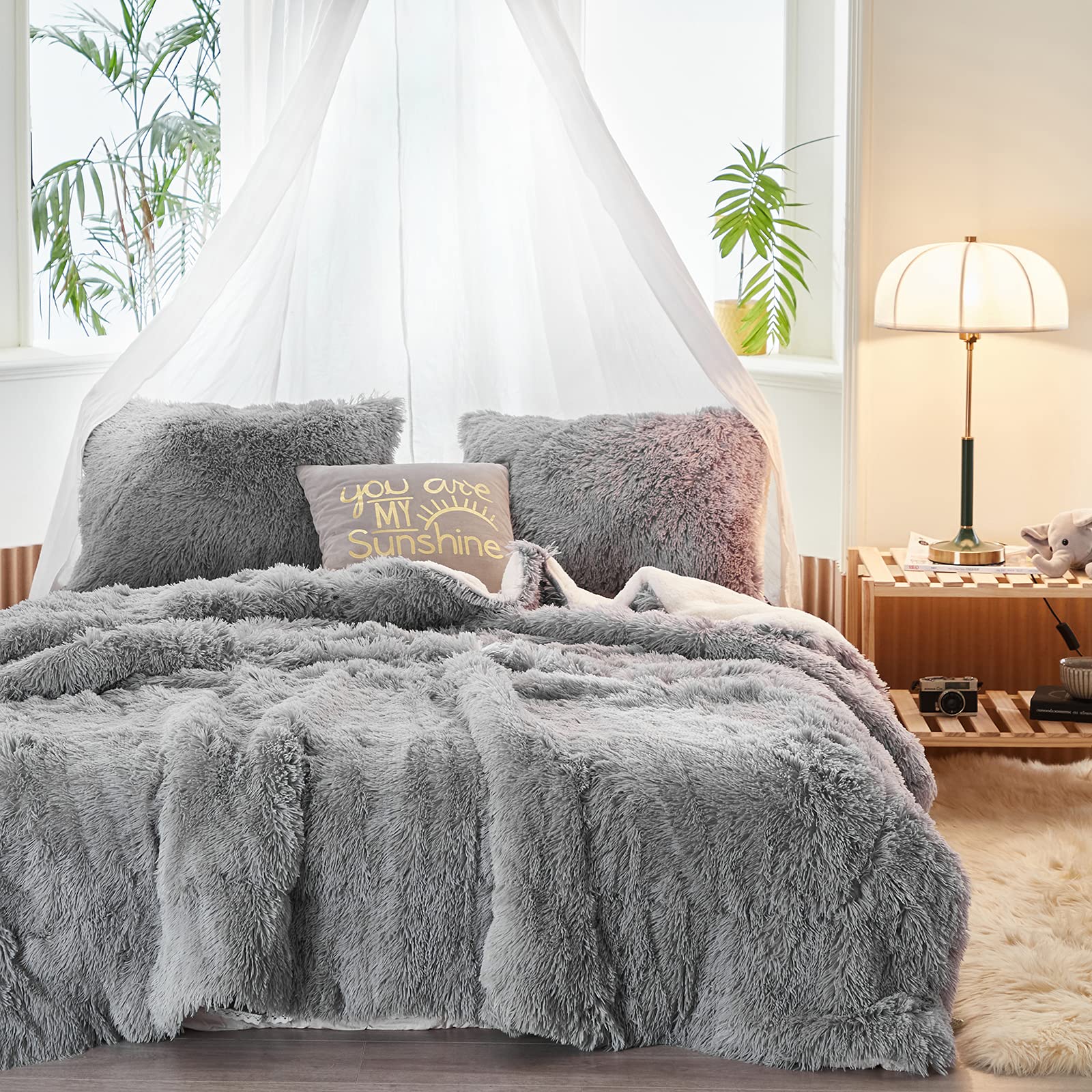 Luxury Faux Fur Shaggy Comforter Set Full/Queen Size