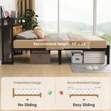 Full Bed Frame with Charging Station Headboard, Platform Bed with 2-Tier Storage Shelf,