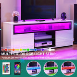 LED TV Stand for 65 inch TV, Modern Entertainment Center with 2 Storage Cabinet,