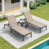 ONBRILL Aluminum Chaise Lounge Chair Outdoor, Foldable & Assembly Free Outdoor Lounge Chair with 5 Position Adjustable Backrest, Patio Pool Lounge Chairs for Outside Poolside Beach Lawn, 1PC, Khaki