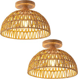 Rattan Pendant Light Fixture Boho Hanging Light Woven Rattan Ceiling Light Adjustable