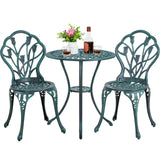 Bistro Sets 3 Piece Cast Aluminum Bistro Table and Chairs Set, Cast Aluminum Bistro Table