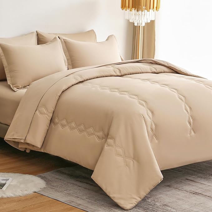 King Comforter Set 7 Pieces,White Ultra Soft Bedding Comforter Sets