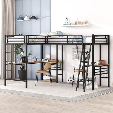 Triple Bunk Beds for 3, Metal Bunk Bed Twin Over Twin & Twin Size