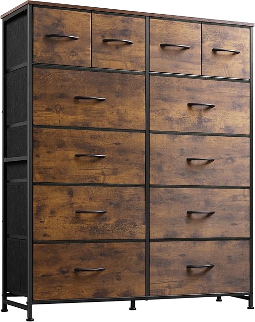 Tall Dresser for Bedroom with 12 Drawers, Dressers & Chests of Drawers, Fabric Dresser