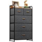 Fabric Dresser with 5 Drawers - Storage Tower with Large Capacity