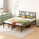 14-Inch Metal Platform Bed Frame with Headboard - Queen Size