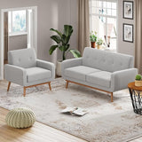 Living Room Set, Button Tufted Living Room Furniture Sets, Upholstered Modern Couch Set with Solid Frame