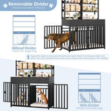 Large Dog Crate Furniture with Storage - 71H x 47W Heavy Duty Indoor Kennel