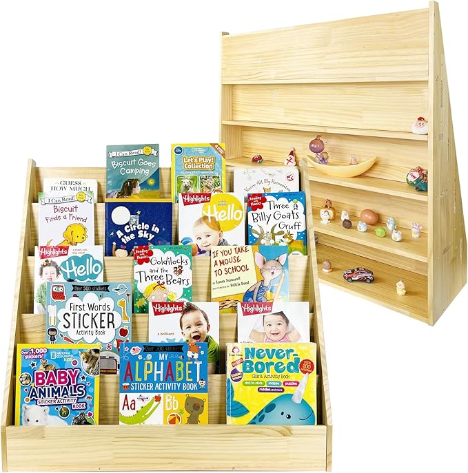 Kids Bookshelf 5 Tier Montessori Bookshelf Wood Classroom Bookcase for Kids