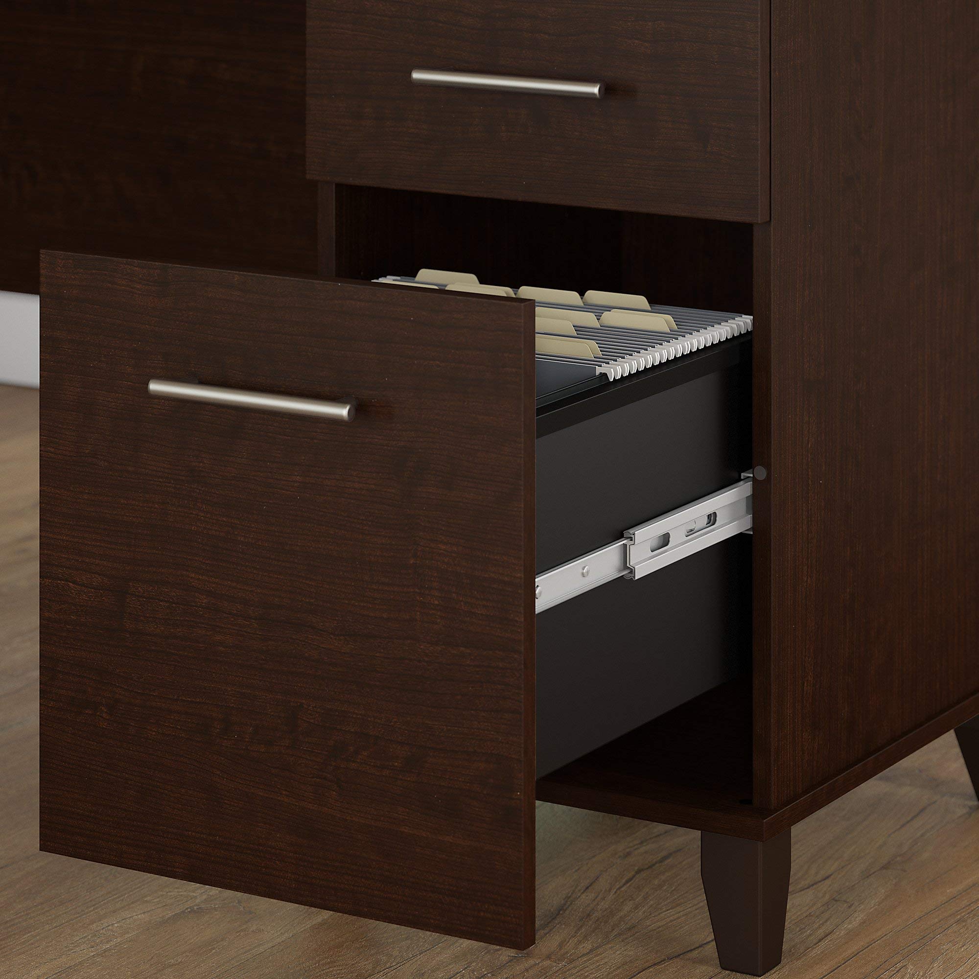 Somerset 72W L-Shaped Desk with Hutch, Lateral File Cabinet, and Bookcase