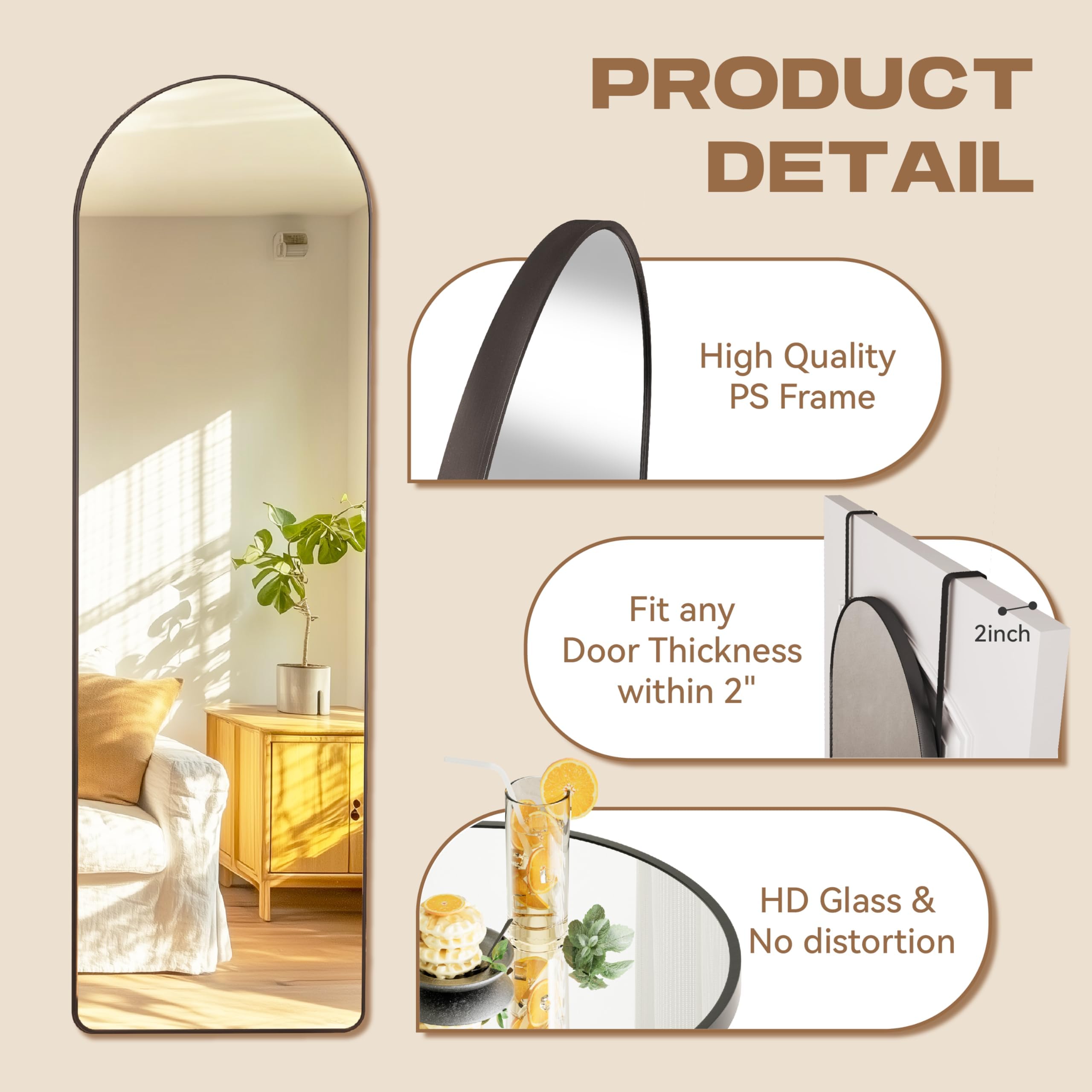 Full Length Door Mirror - 51.1 x 15.7 Inch Wall Hanging Mirror