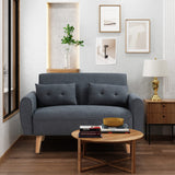 47" Small Modern Loveseat Couch Sofa, Fabric Upholstered 2-Seat Sofa