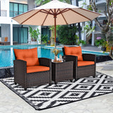 3 Pieces Patio Furniture Set, Outdoor Wicker Conversation Set Rattan Chairs