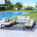 5 Pieces Patio Furniture Set,Outdoor Metal Frame Sectional Sofa Conversation Set