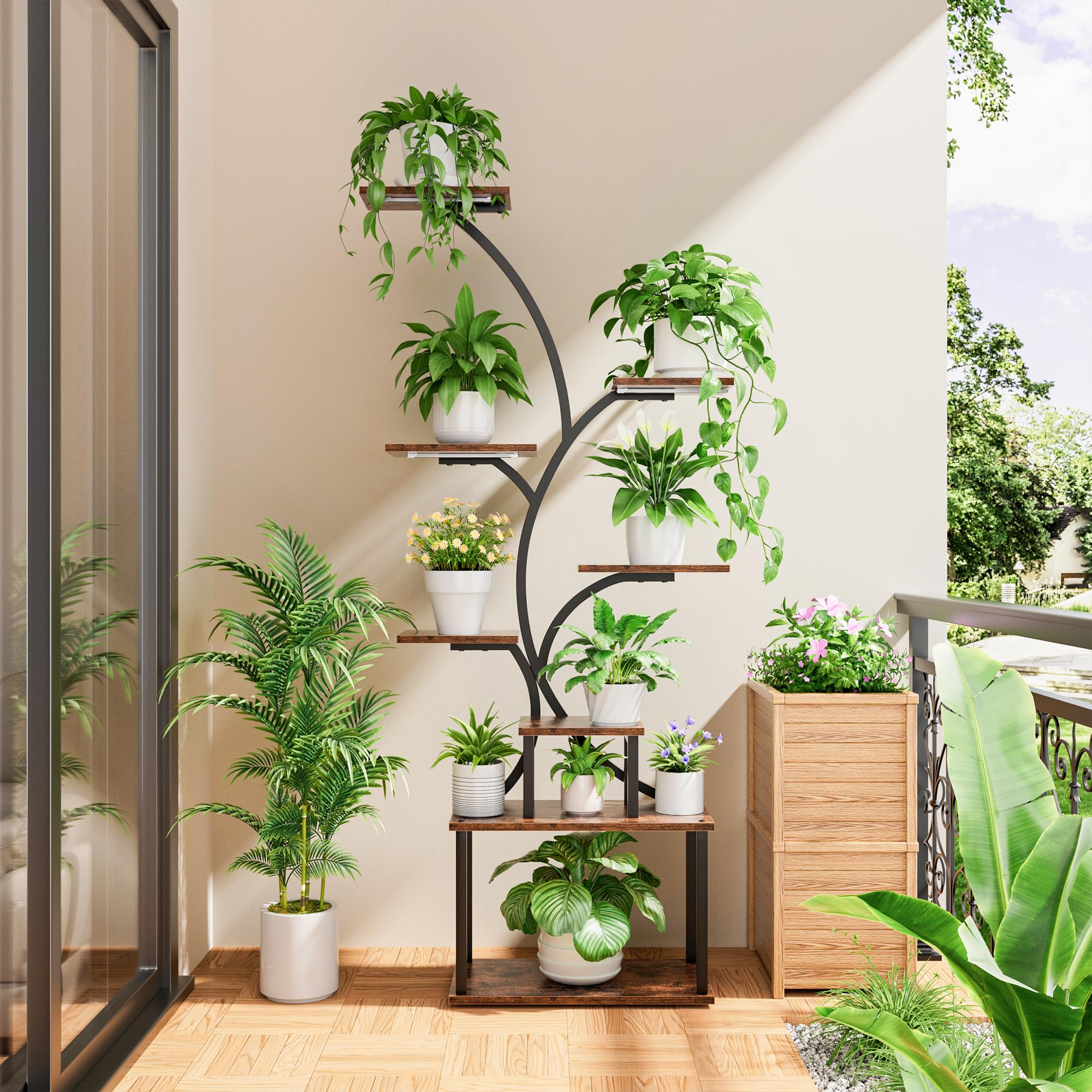 Plant Stand Indoor with Grow Light, 8-Tiered Tall Plant Stands for Indoor Plants Multiple