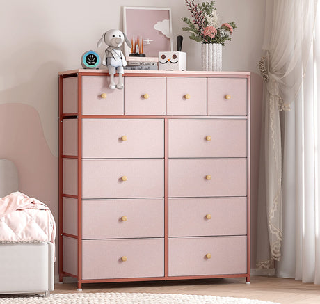 Pink Dresser for Bedroom with 12 Drawers Dressers for Bedroom Pink Chest of Drawers