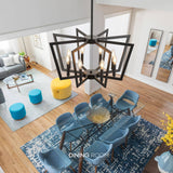8-Light Black Metal Chandelier for Dining Room, Modern Farmhouse Geometric Industrial