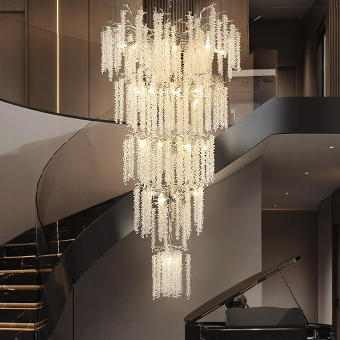 Crystal Chandeliers for Entryway,Golden 28Lights Foyer Pendant Lighting