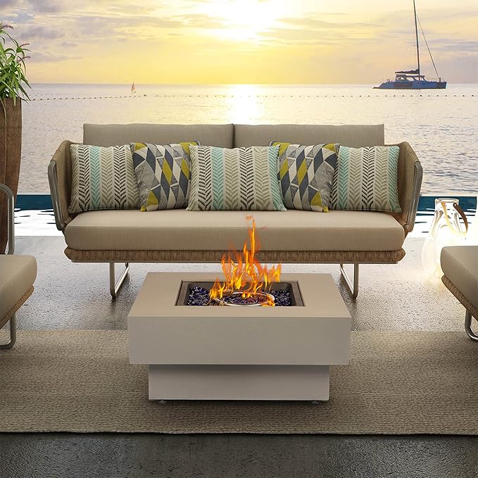 Outdoor Low Profile Fire Table, 48-inch Rectangle Propane Gas Fire Pit Table