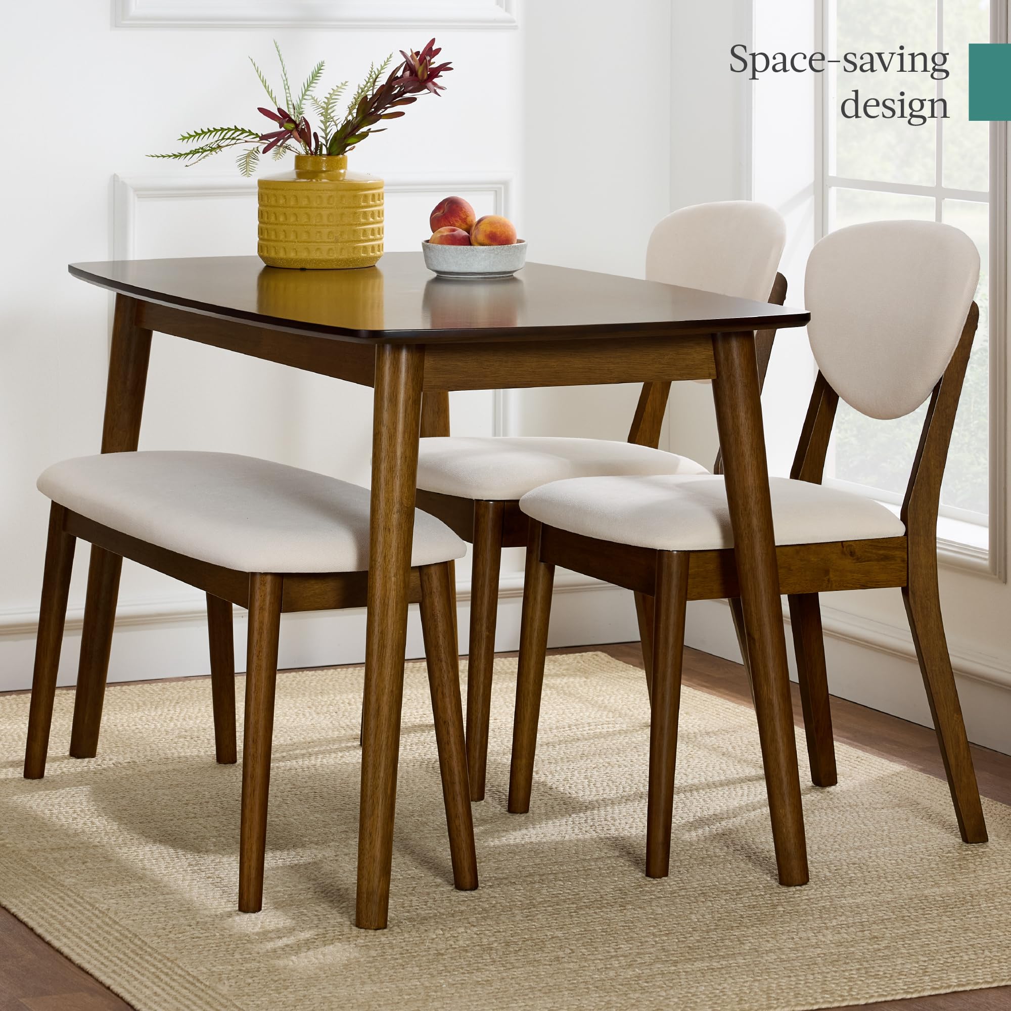 4-Piece Mid-Century Modern Wood Dining Kitchen Table