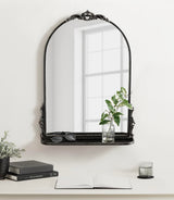 Arched Mirror with Shelf - 21x28 Antique Black