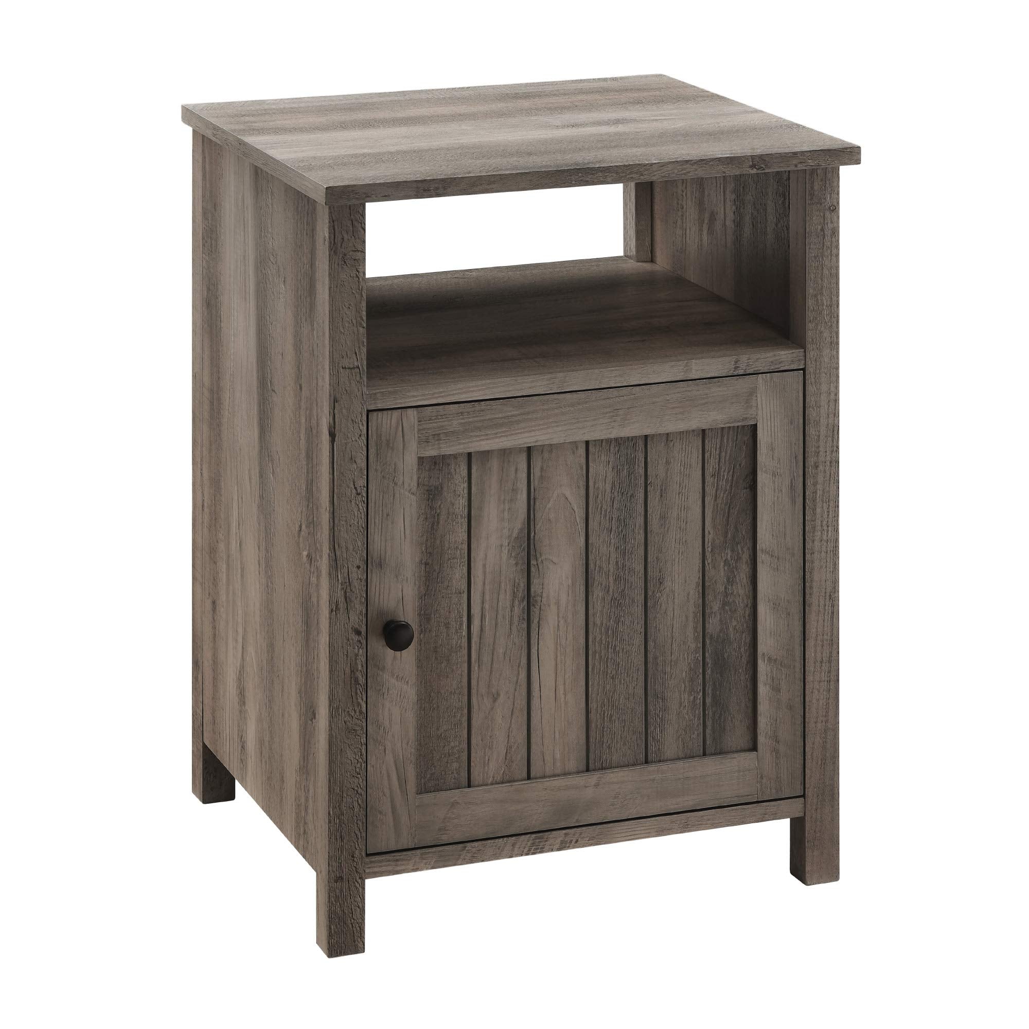 Modern Farmhouse Grooved Door Wood Side Accent Table