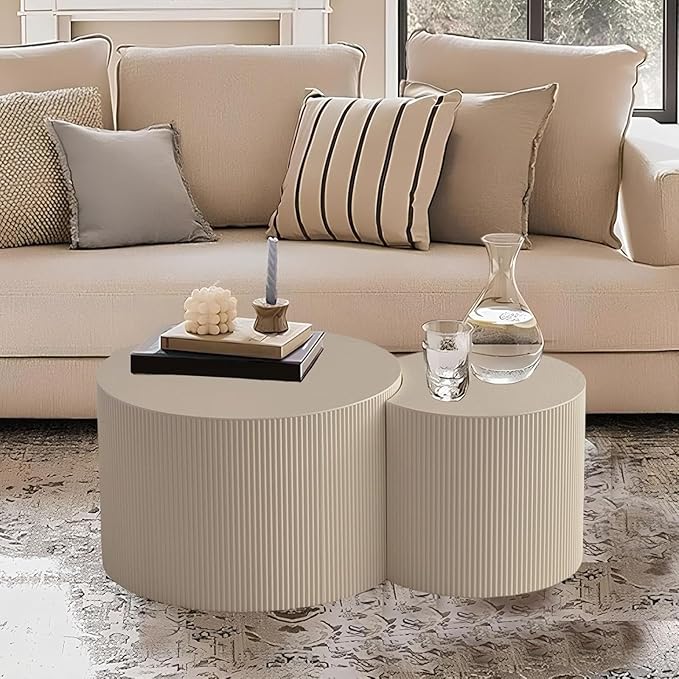 Handcraft Drum Coffee Table Stylish Simple Circle Side End Table No Need l