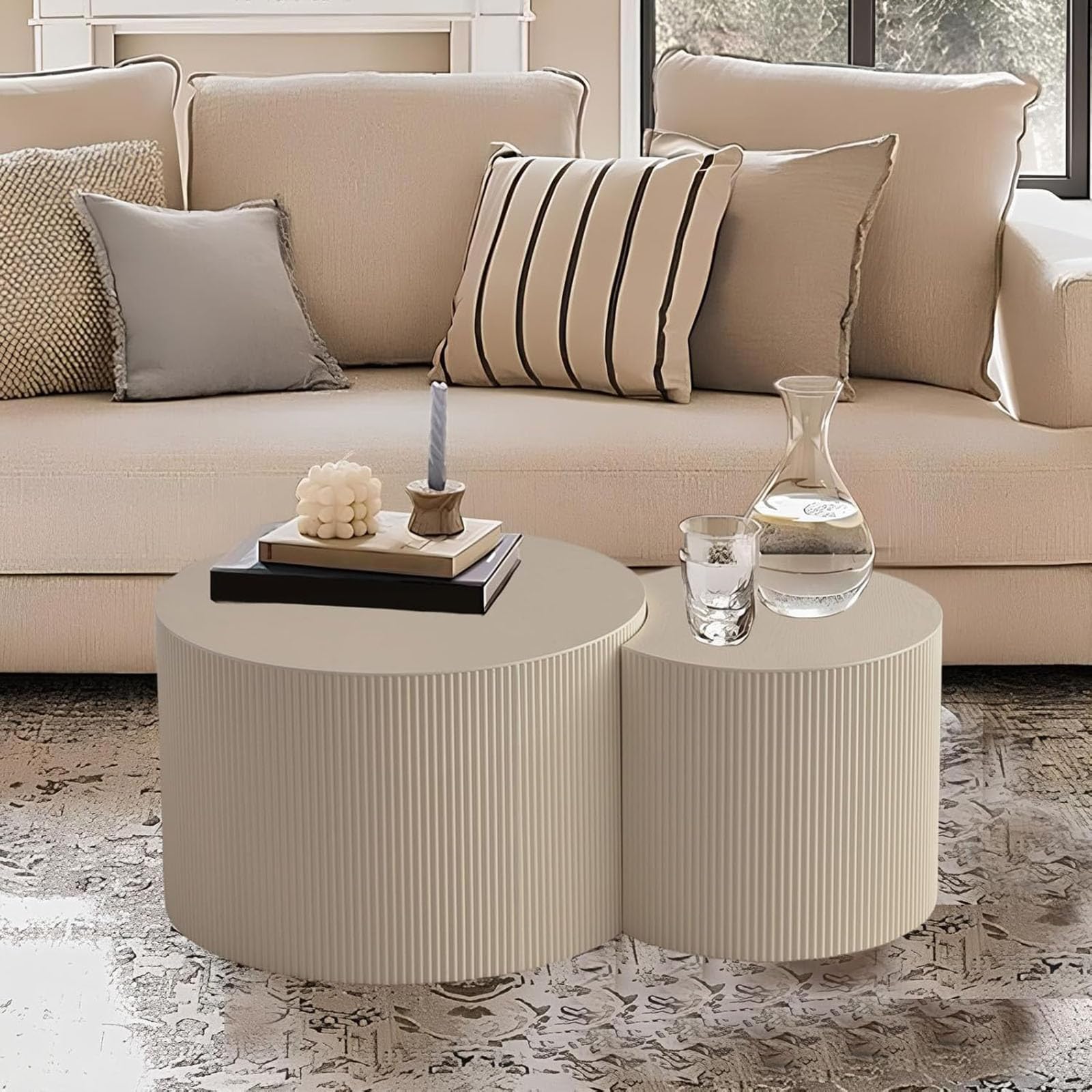 Handcraft Drum Coffee Table Stylish Simple Circle Side End Table No Need l