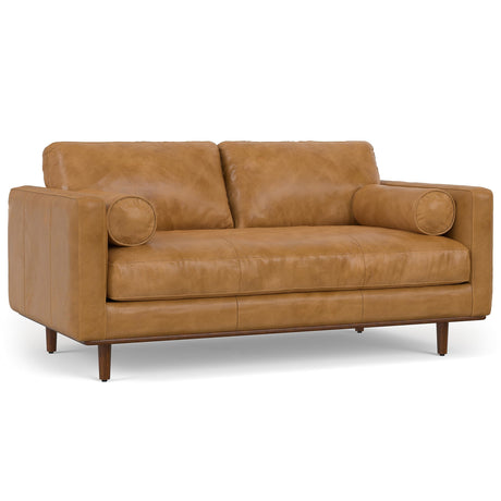 Morrison Mid-Century Modern 72 Inch Wide Sofa in Sienna Genuine Leather