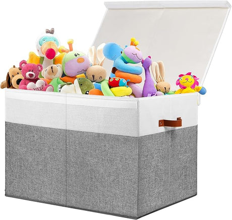 Toy Box with Lid, Sturdy Toy Storage Chest Bin Boxes Organizer Basket